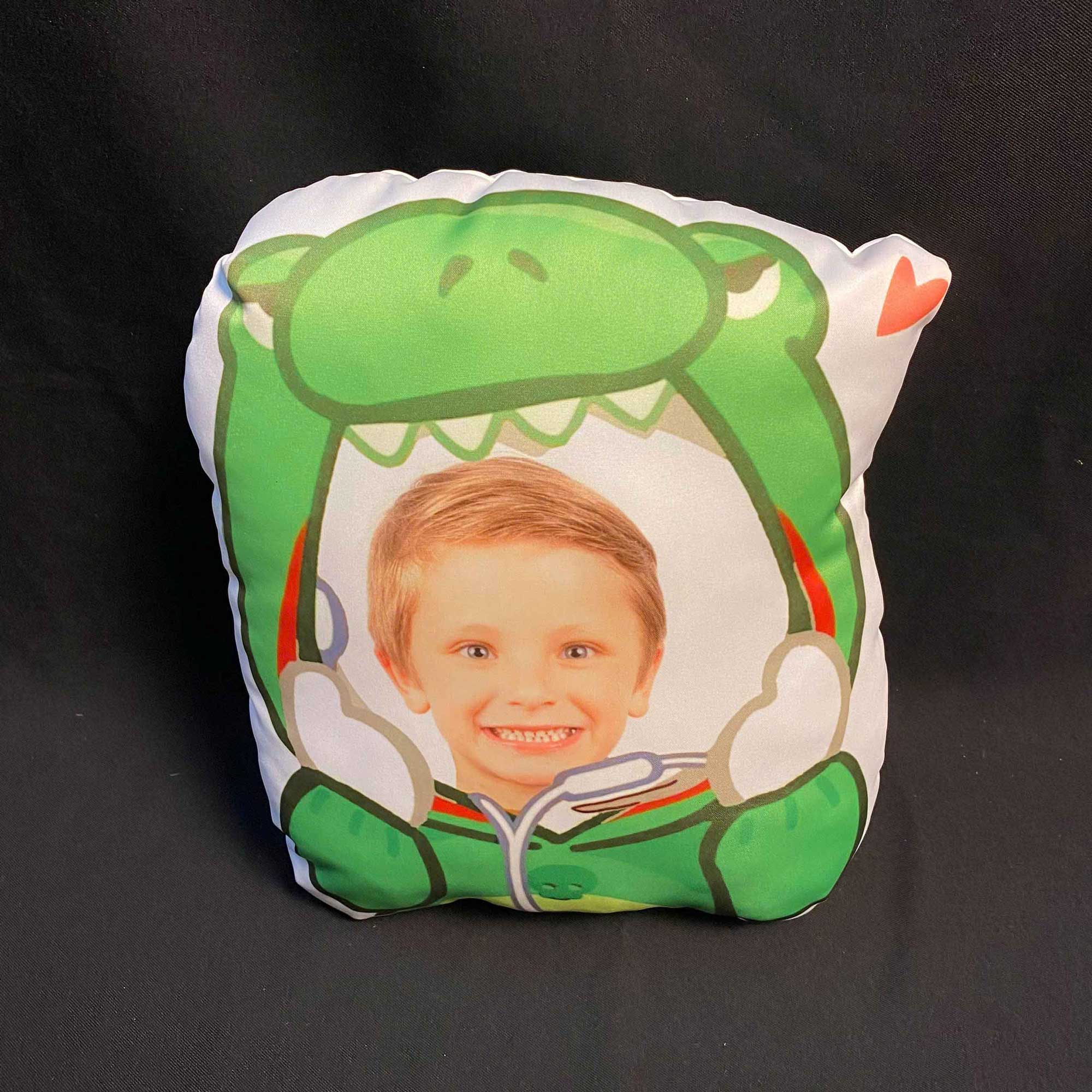 Gối chibi khủng long ghép mặt